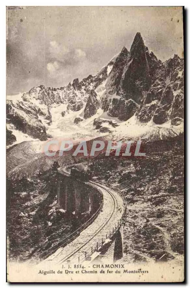 Aiguille du Dru und Montenvers-Bahn — Chamonix — J. J. 8554 - Vorderseite