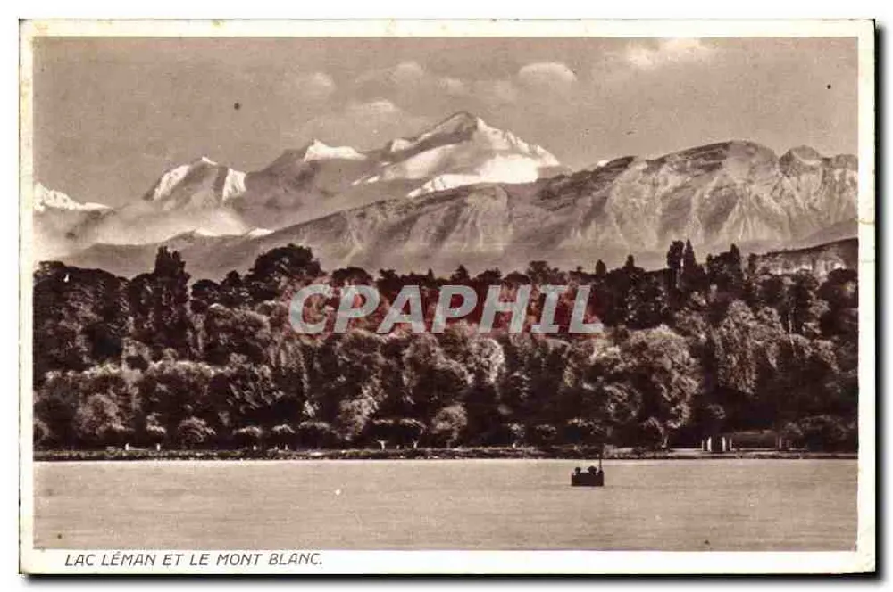 Jezioro Leman i Mont Blanc — Fot. Wydawca O. Sartori - Genewa - Awers