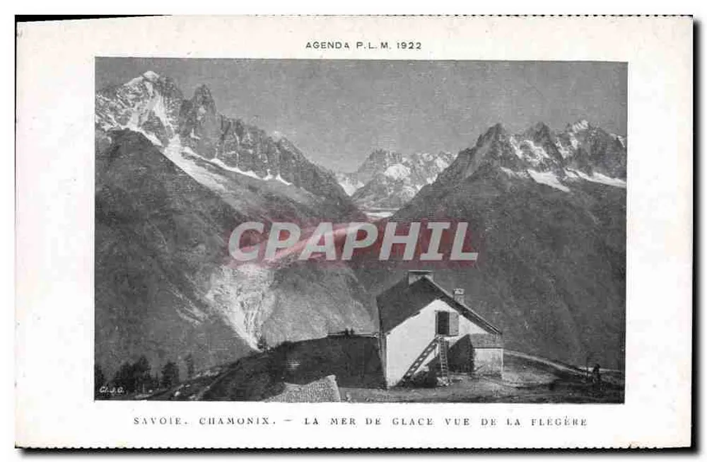Savoie. Chamonix — Die Mer de Glace von der Flegère aus gesehen — Agenda P.L.M. 1922 - Vorderseite