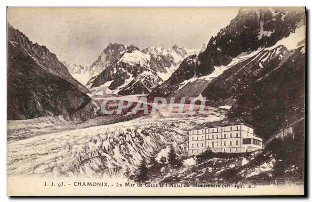 Chamonix — Die Mer de Glace und das Hotel du Montenvers (Höhe 1921 m.) — J.J. 93 - Vorderseite