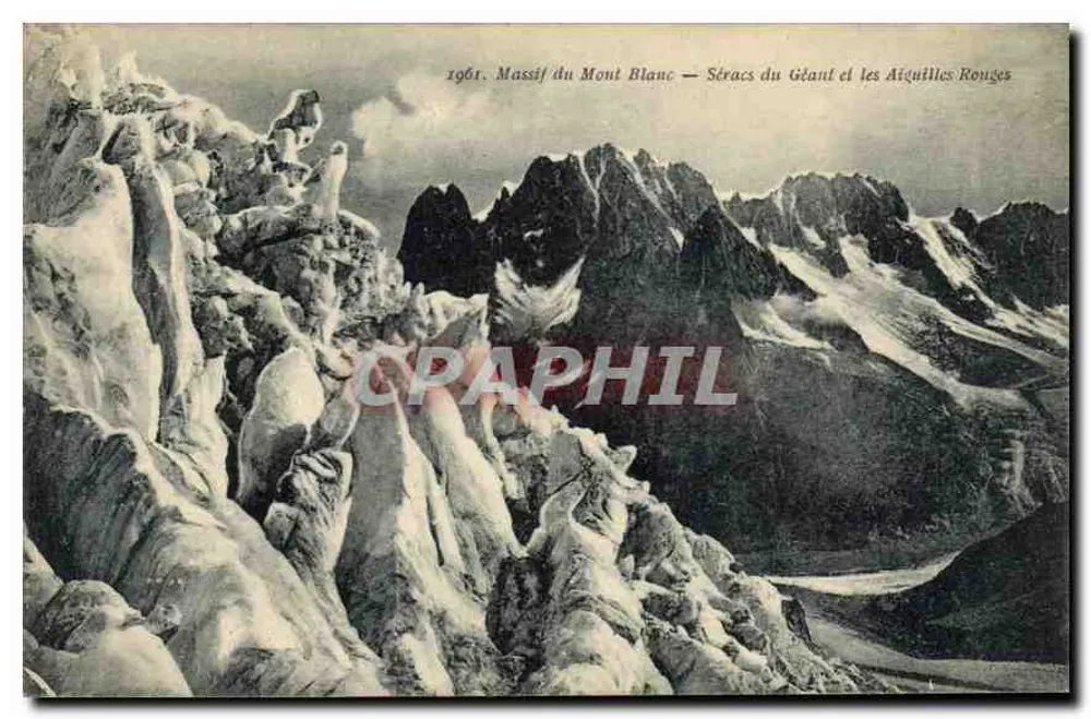 Massiv des Mont-Blanc — Séracs du Géant und die Aiguilles Rouges — F. de Migreu, Verleger - Vorderseite