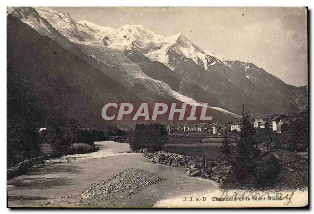 Chamonix e o Monte Branco — J.J. 85 D — Jullien frères, Phot. Éditeurs, Genève - Frente
