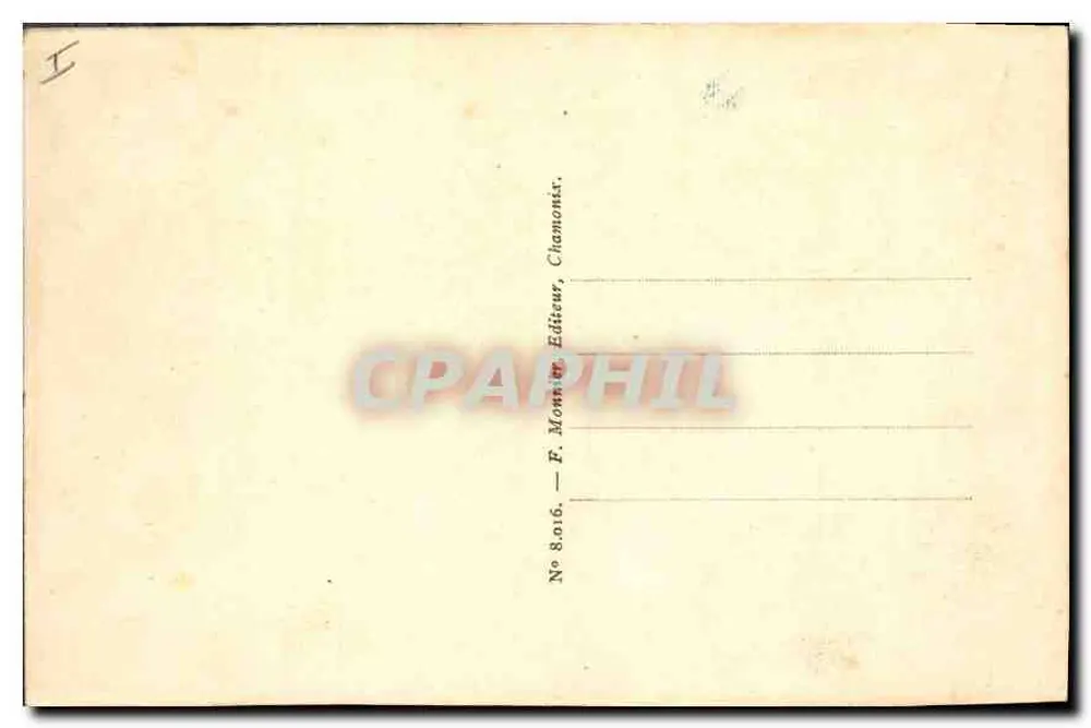 Chamonix — Mer de Glace — F. Monnier, Editor, Chamonix - Verso