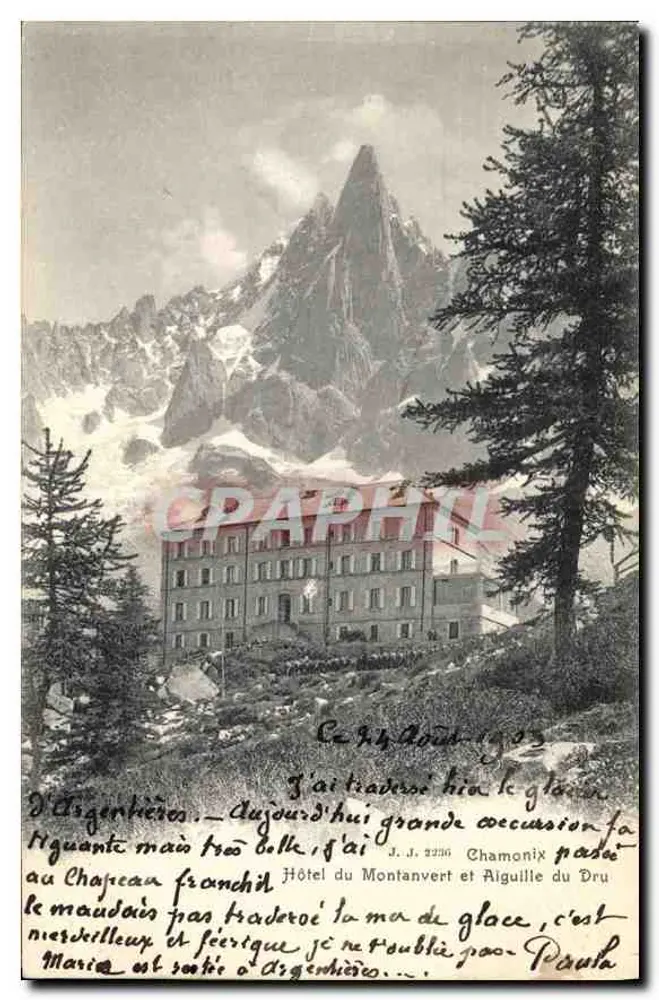 Chamonix - Hotel du Montanvert und Aiguille du Dru — Simon & Chot, Verleger, Grébey - Vorderseite