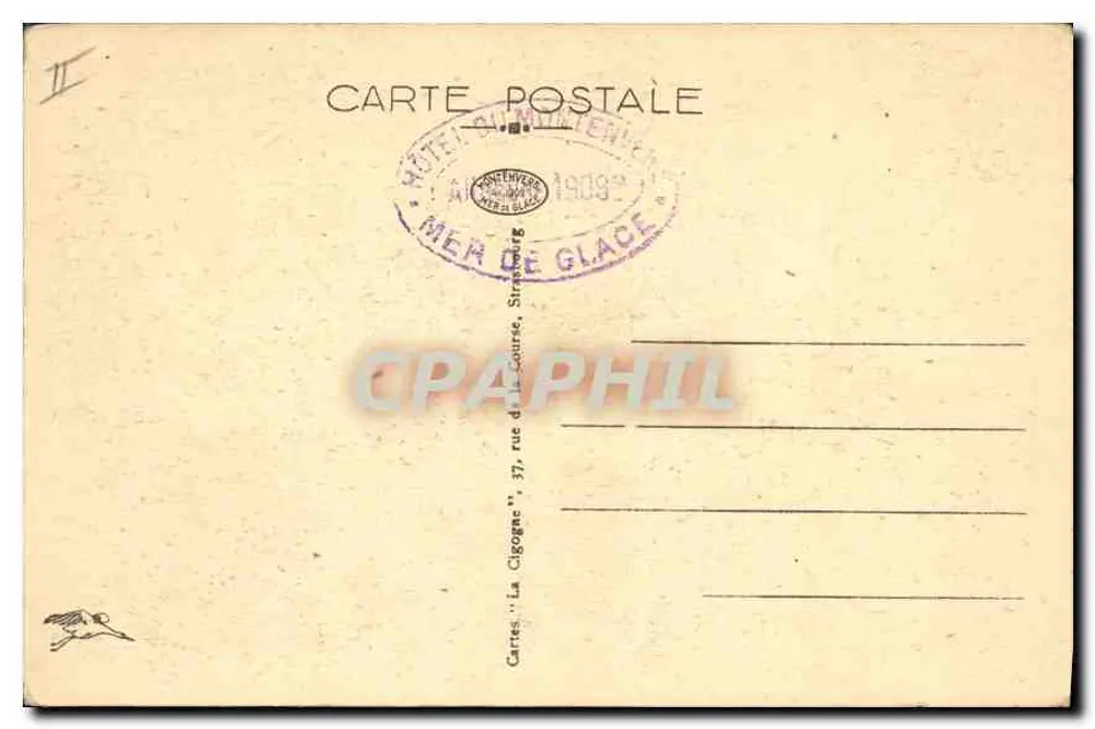Chamonix — Montenversbahn und Aiguille du Dru — Verlag Cartes 'La Cigogne' - Rückseite