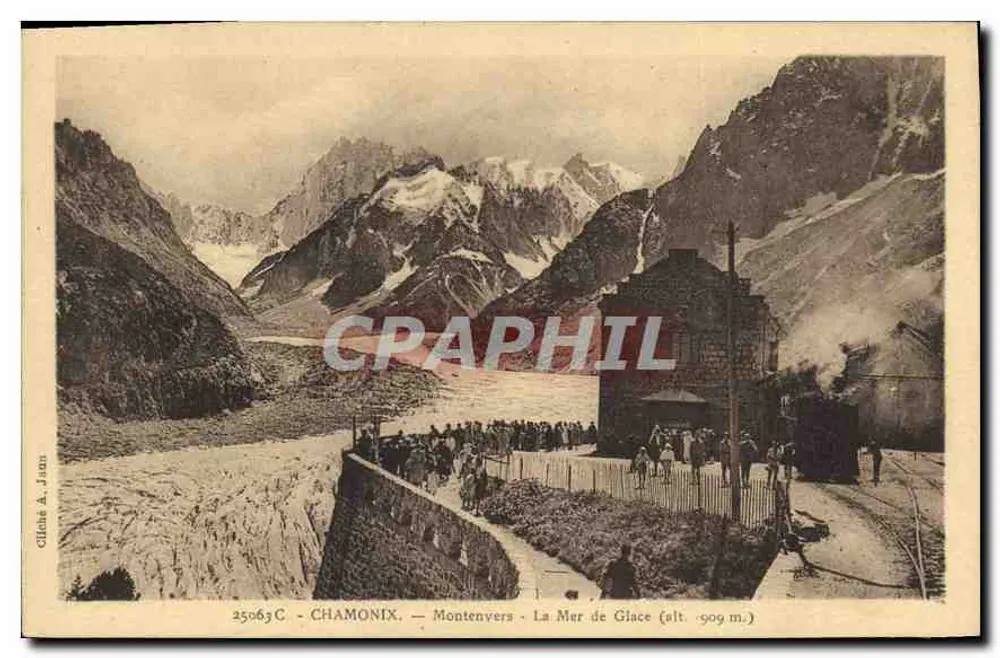 Chamonix - Montenvers - Die Mer de Glace (Höhe 909 m.) — Foto A. Juan, Nr. 25063C - Vorderseite