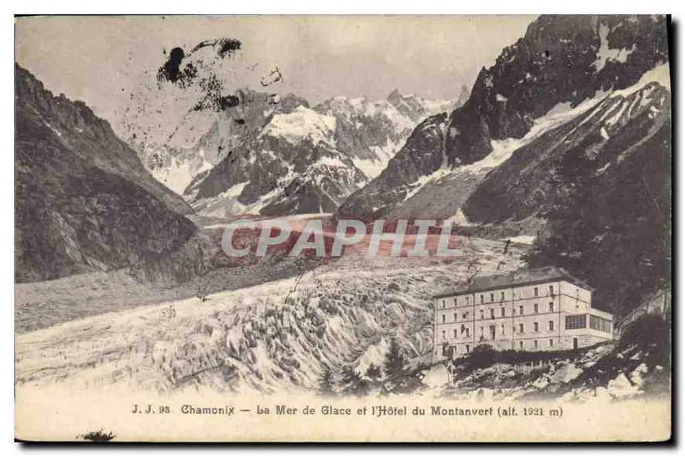 Chamonix — Die Mer de Glace und das Hotel du Montanvert (alt. 1921 m) — J.J. 93 - Vorderseite