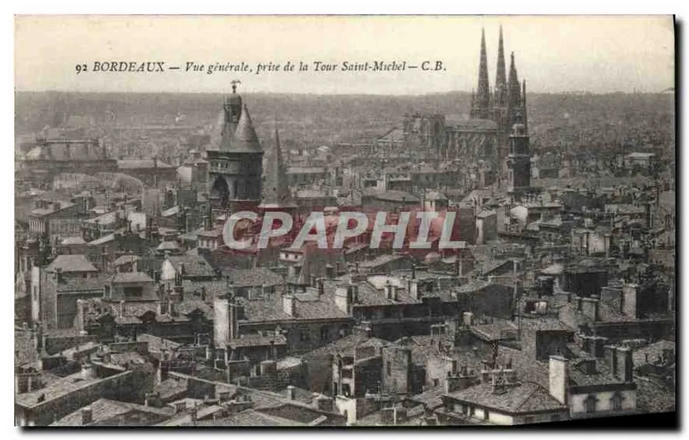Bordeaux — Allgemeiner Blick vom Tour Saint-Michel — C.B. — Nr. 92 - Vorderseite