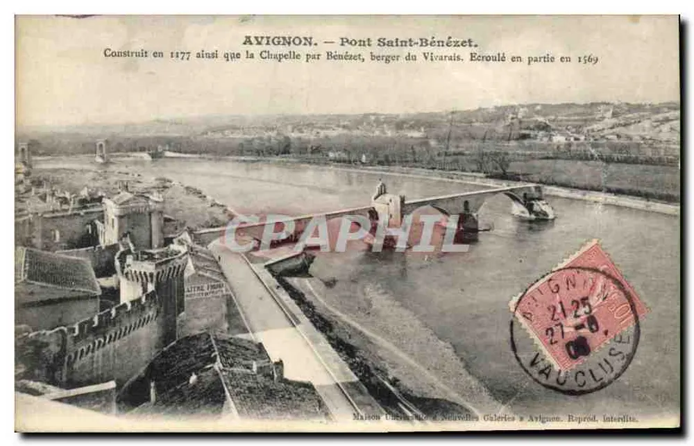 Avignon — Pont Saint-Bénézet — Maison Universelle d'Antiquités & Nouvelles Galeries à Avignon, Reprod. Interdit. - Frente