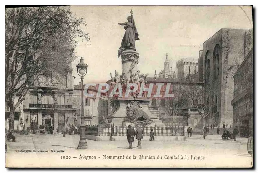 Avignon — Denkmal der Wiedervereinigung des Comtat mit Frankreich — Phototypie E. Lacour, Marseille, n° 1020 - Vorderseite