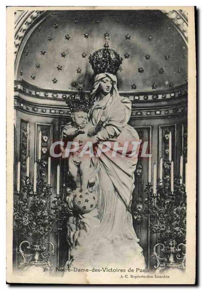 Nossa Senhora das Vitórias de Paris — estátua da Virgem com o Menino — A.C. Reprodução Proibida - Frente