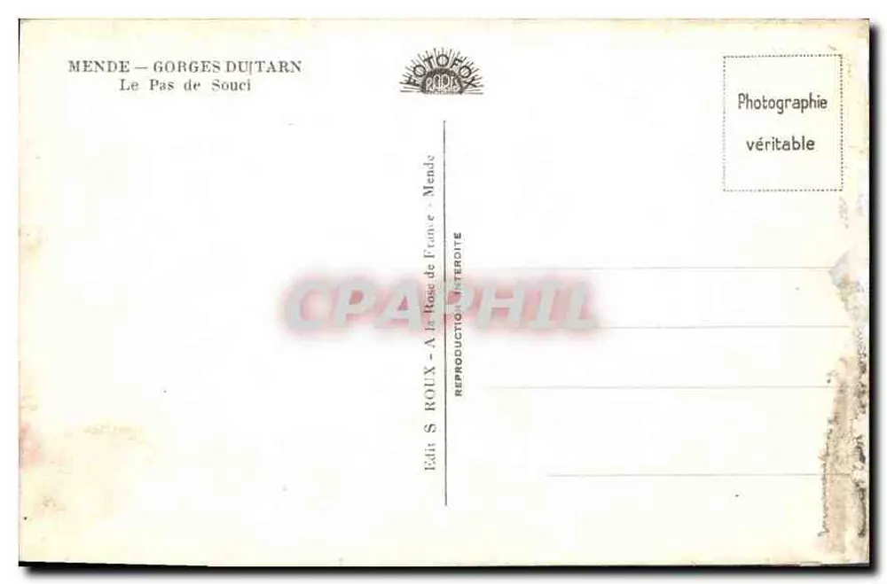 Gorges do Tarn — O Pas de Souci — S. Roux - Verso