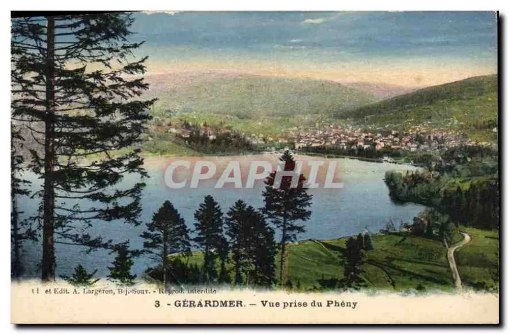 Gérardmer — Vista tirada do Phény — Editor A. Largeron, Bij-Sour - Frente