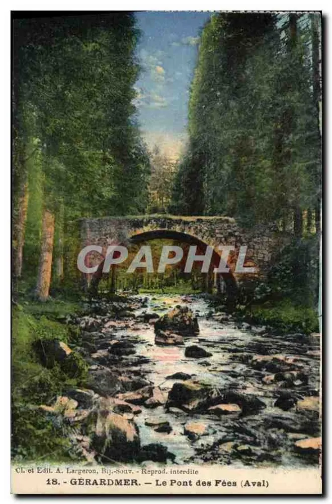 Gérardmer — O Ponte das Fadas (Aval) — A. Largeron, Bij. Souv. - Frente