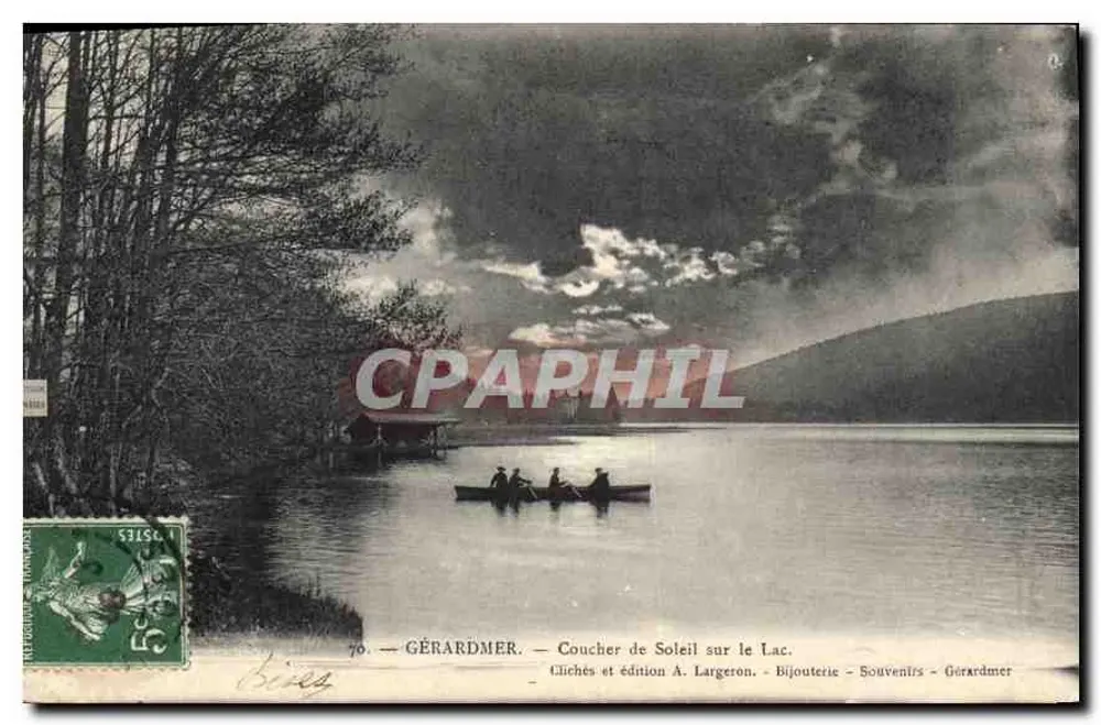 Gérardmer — Pôr do Sol sobre o Lago — Clichés e edição A. Largeron - Frente