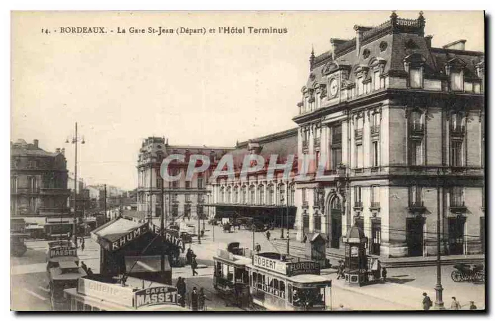 Bordeaux - Bahnhof St-Jean (Abfahrt) und Hotel Terminus — anonymer Verleger, Nr. 14 - Vorderseite