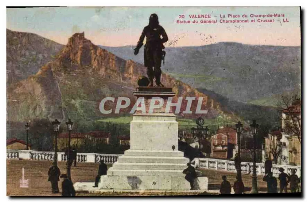 Valence — Place du Champ-de-Mars — Statue des Generals Championnet und Crussol — LL - Vorderseite