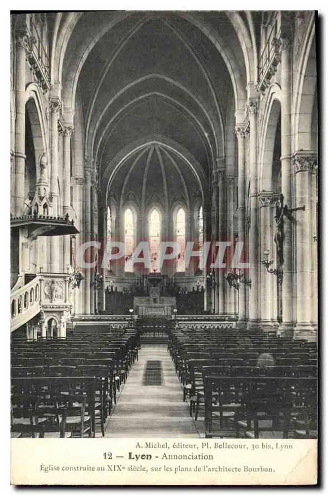 Lyon - Die Verkündigung — Kirche des 19. Jahrhunderts, nach den Plänen des Architekten Bourbon — A. Michel, Verleger, Pl. Bellecour, 30 bis, Lyon - Vorderseite