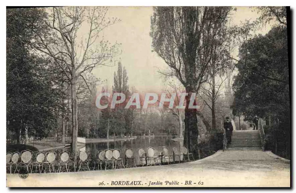 Bordeaux - Jardim Público — vista do lago com cadeiras e escadas — BR-62 - Frente