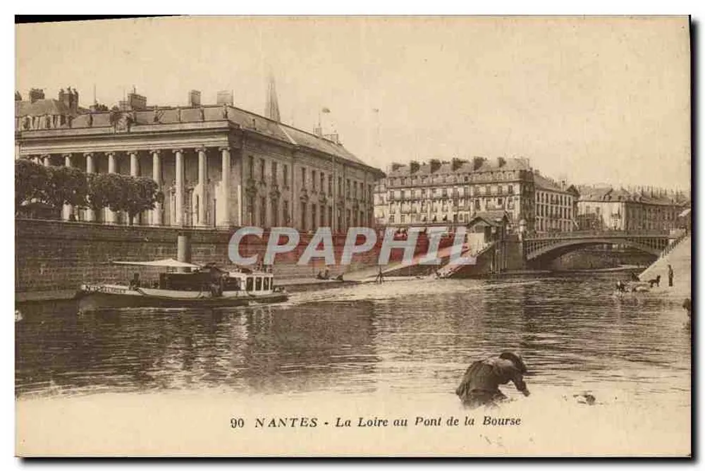 NANTES - Die Loire am Pont de la Bourse — J. Nozals, Verleger, 3, quai Brançais, Nantes - Vorderseite