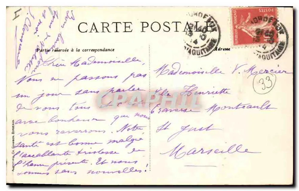 Bordeaux — Catedral São André: Porta Real — C. B. n° 94 - Verso