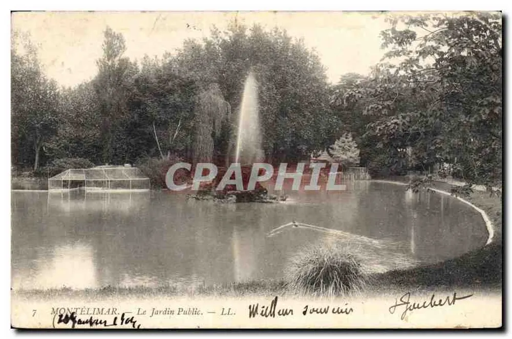 Montélimar — Le Jardin Public — LL. — Imprimé sur la carte - Frente