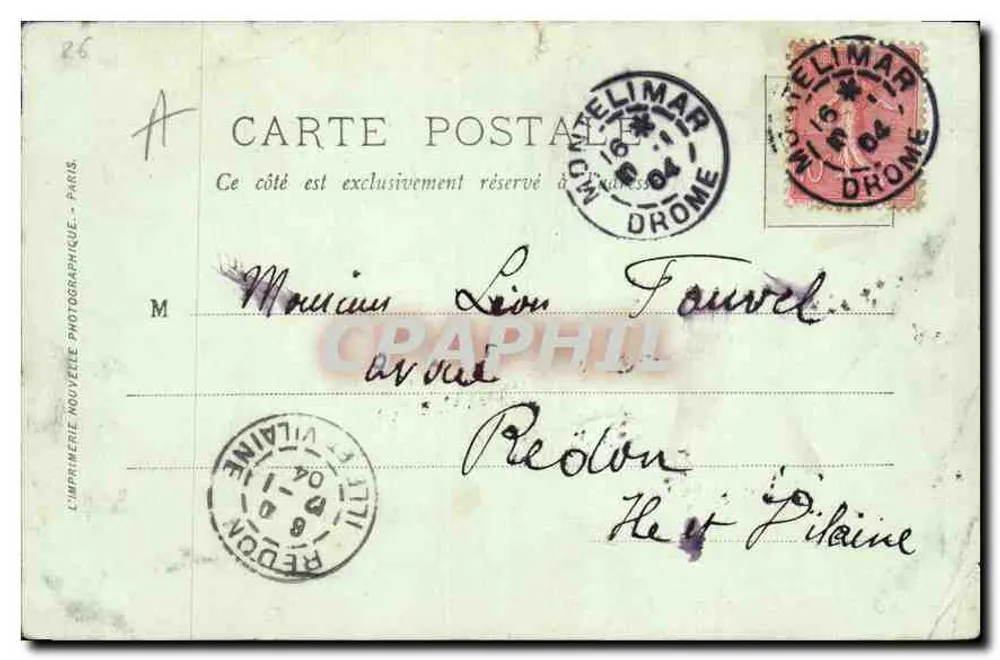 Montélimar — Le Jardin Public — LL. — Imprimé sur la carte - Verso