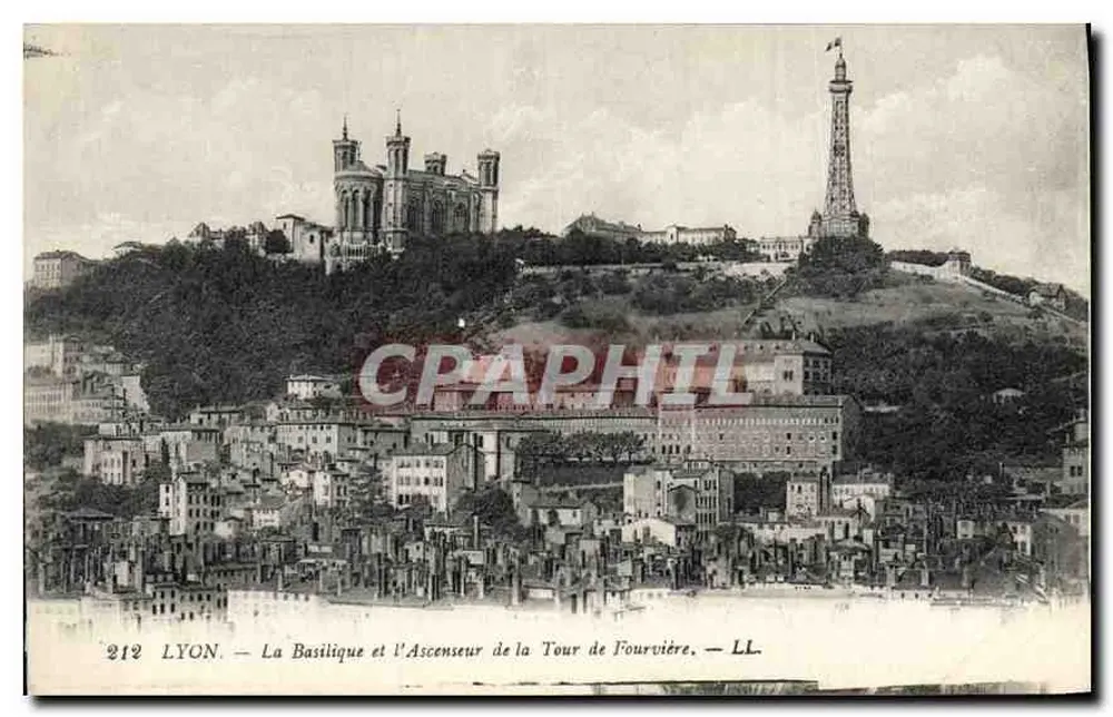 LYON — Die Basilika und der Aufzug der Fourvière-Turm — LL - Vorderseite