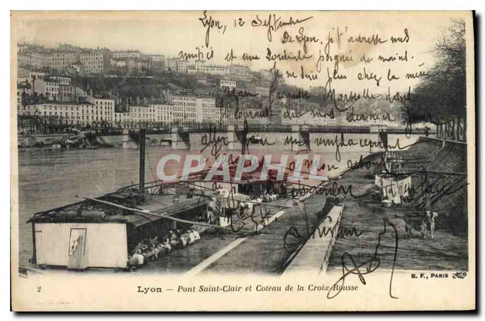 Lyon — Brücke Saint-Clair und Hügel Croix-Rousse — B. F., PARIS - Vorderseite
