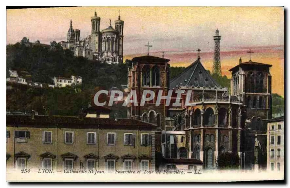 LYON — Kathedrale St-Jean — Fourvière und Fourvière-Turm — LL. - Vorderseite