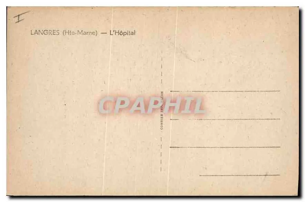 Langres (Hte-Marne) — O Hospital — Editor Corbier Imprimeur - Verso