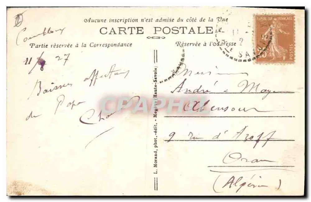 Route von Megève nach Saint-Gervais — Mont-Blanc — L. Morand, Fotograf/Verleger - Nr. 394 - Rückseite