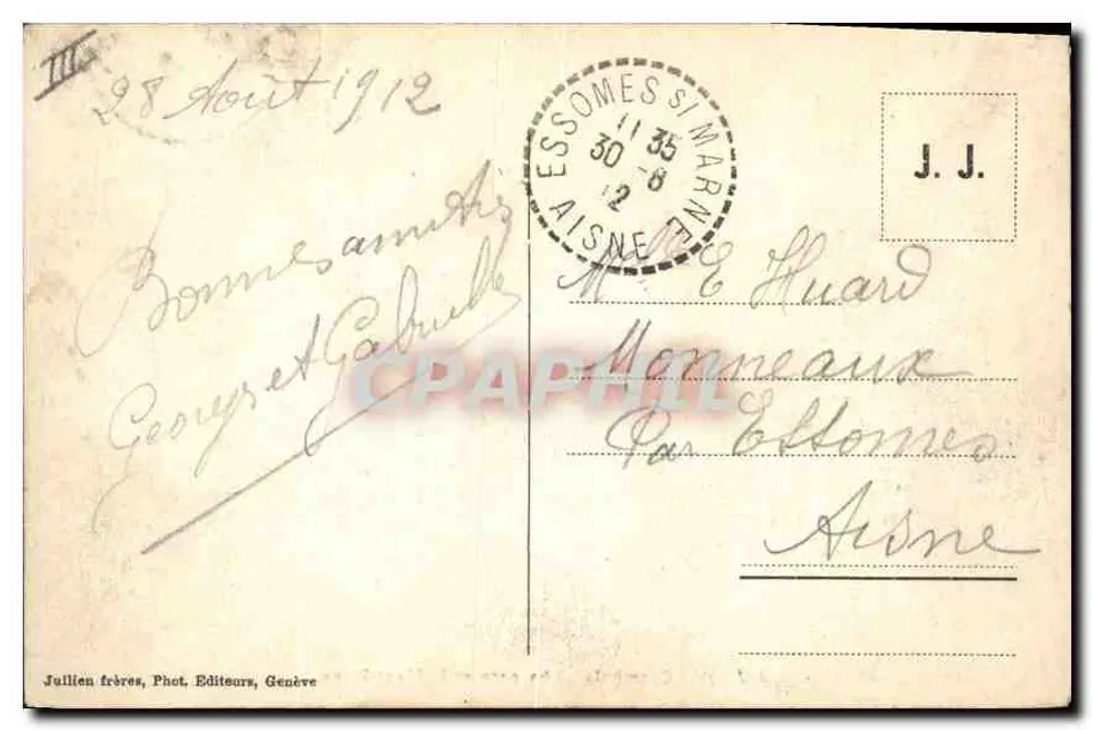 Chamonix — a estação e o Monte-Blanco — J.J. 2285 - Verso