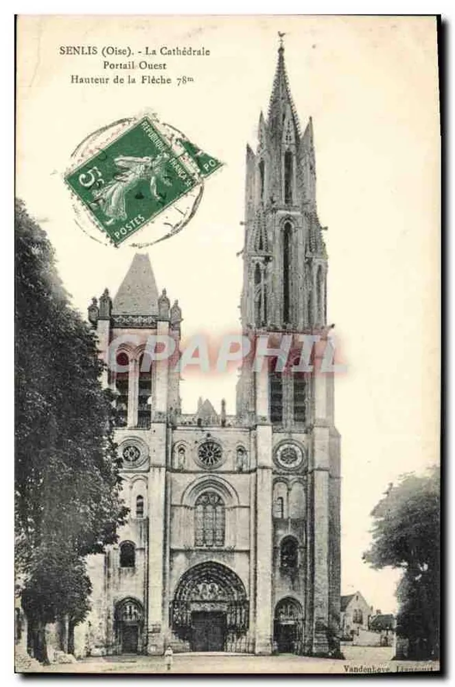 Senlis (Oise) - Die Kathedrale. Westportal. Höhe der Spitze 78m. - Vorderseite