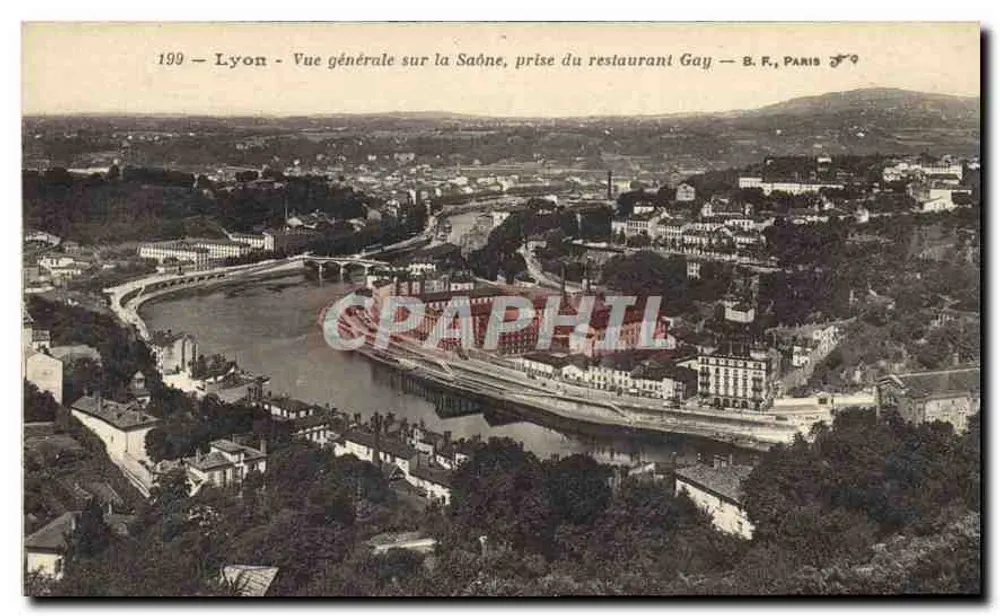 Lyon — Allgemeiner Blick über die Saône, vom Restaurant Gay aus — B. F., Paris - Vorderseite