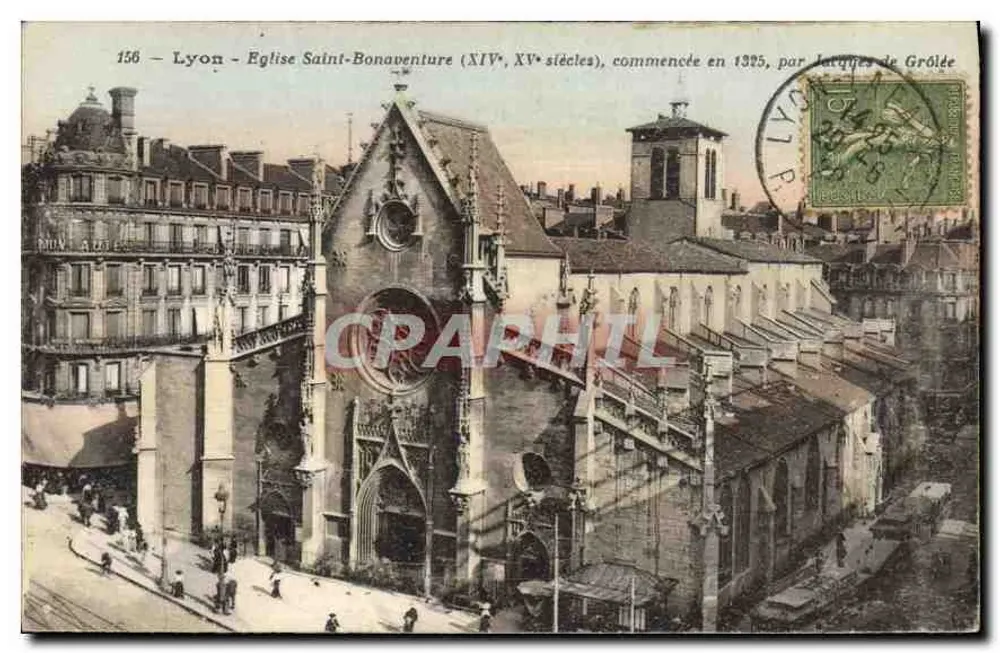 Lyon - Igreja de São Bonaventura (séculos XIV e XV), iniciada em 1325, por Jacques de Grôlée - Frente