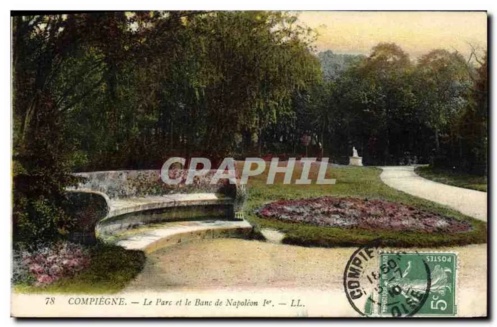Compiègne — O Parque e o Banco de Napoleão I — LL. - Frente