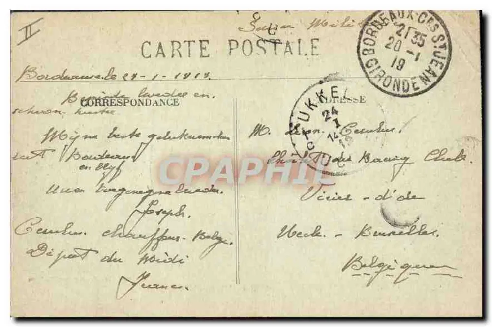 Bordeaux — La Place Richelieu - Denkmal Carnot und die Brücke — M.D. - Rückseite