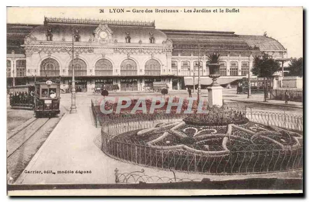 LYON — Gare des Brotteaux — Die Gärten und der Buffet — Carrier, Verlag, eingetragenes Modell - Vorderseite