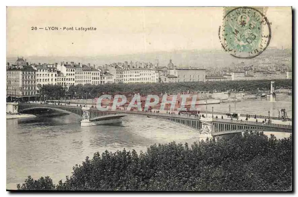 LYON - Ponte Lafayette — vista da ponte sobre a Saône com cidade no fundo — editor não identificado, n° 26 - Frente