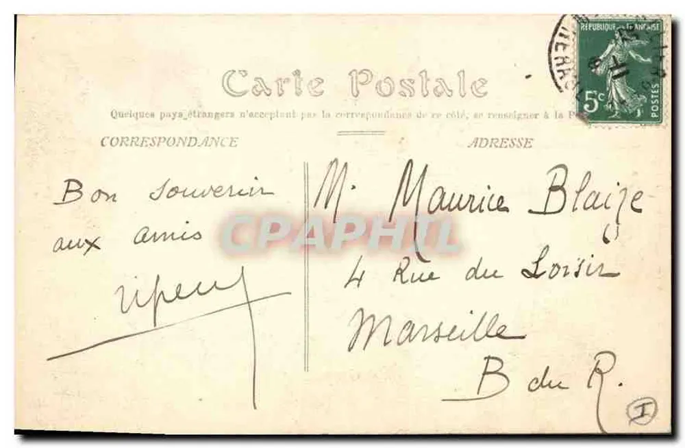Adão e Eva (O primeiro beijo) — Montpellier — Edição Paris Montpellier, n°58 - Verso