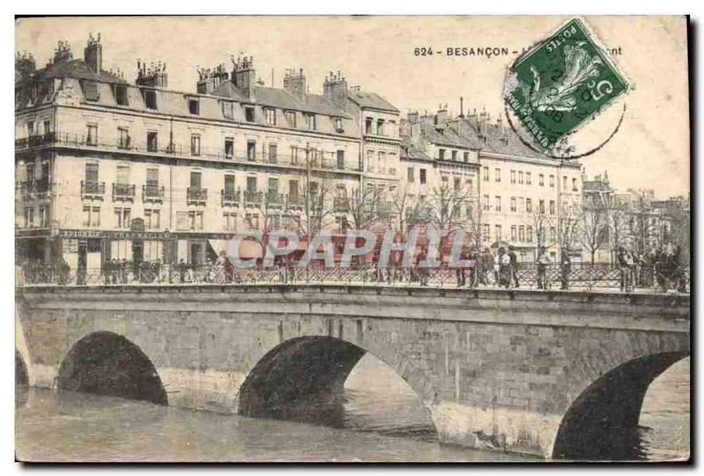 Besançon — Pont sur le Doubs — éditeur imprimeur non visible, n° de série 824 - Frente