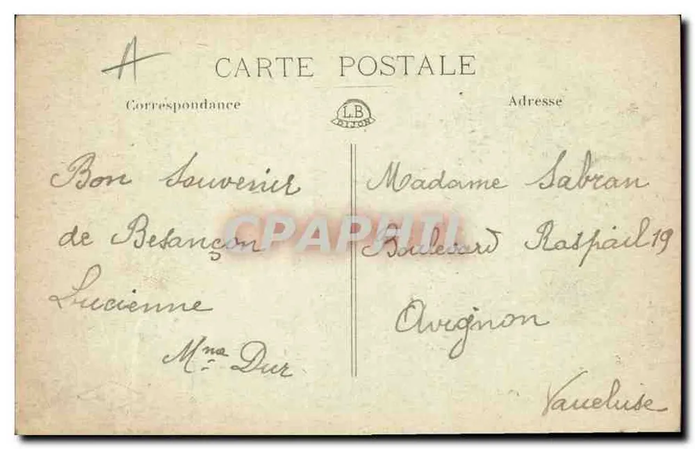 Besançon — Brücke Battant und Kirche der Madeleine — Verlag L.B. n°187 - Rückseite