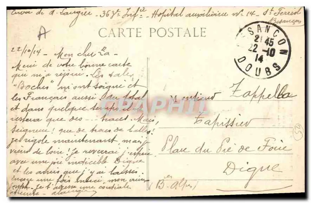 Besançon — A Porta Negra (século XI) — L. Gaillard-Frétie, Besançon - Verso