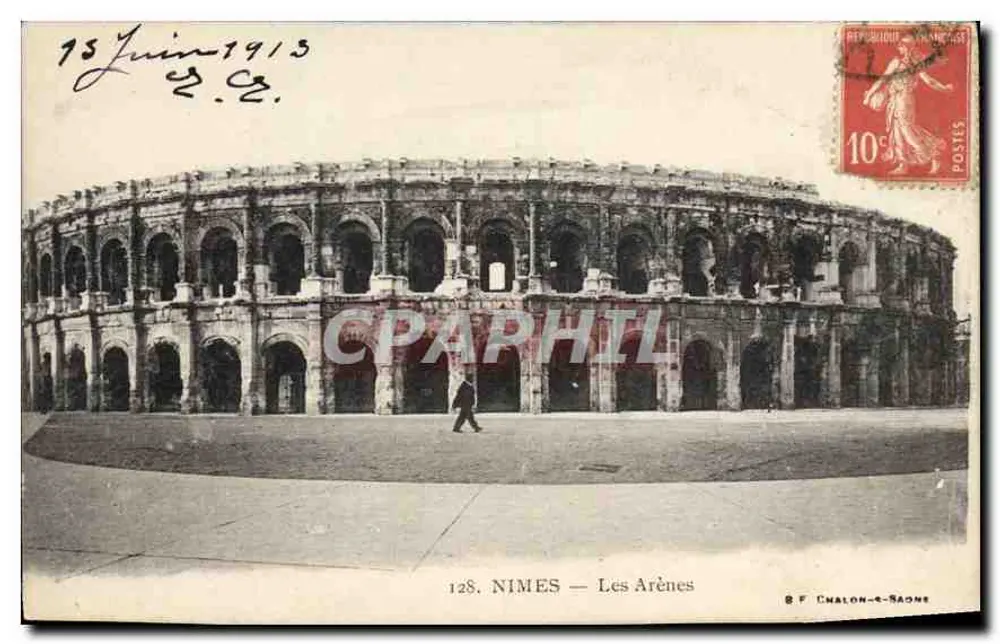 Nîmes — As Arênes — B. F. Chalon-Saône, n°128 - Frente