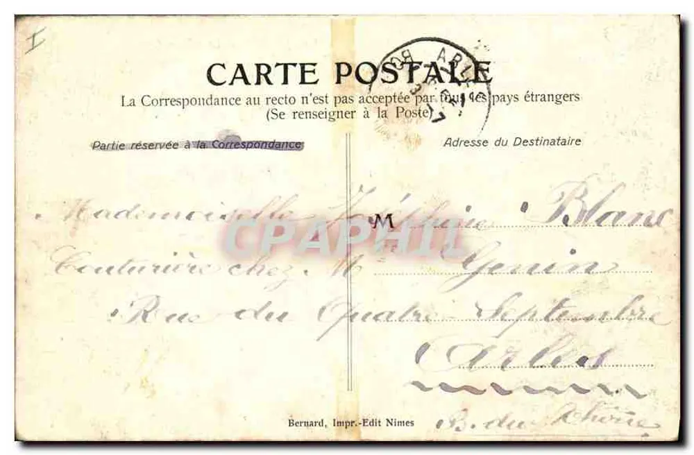 Nîmes - A Casa Quadrada — 1843 — Bernard, Imp. e Ed. Nîmes - Verso