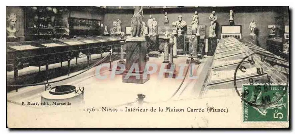 Nîmes - Interior da Maison Carrée (Museu) — P. Ruat, editor, Marselha, n° 1176 - Frente