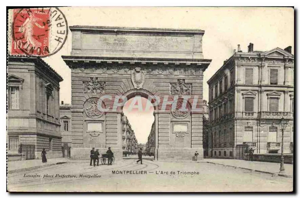 Montpellier — Arco do Triunfo — Lausaire, praça da Prefeitura - Frente