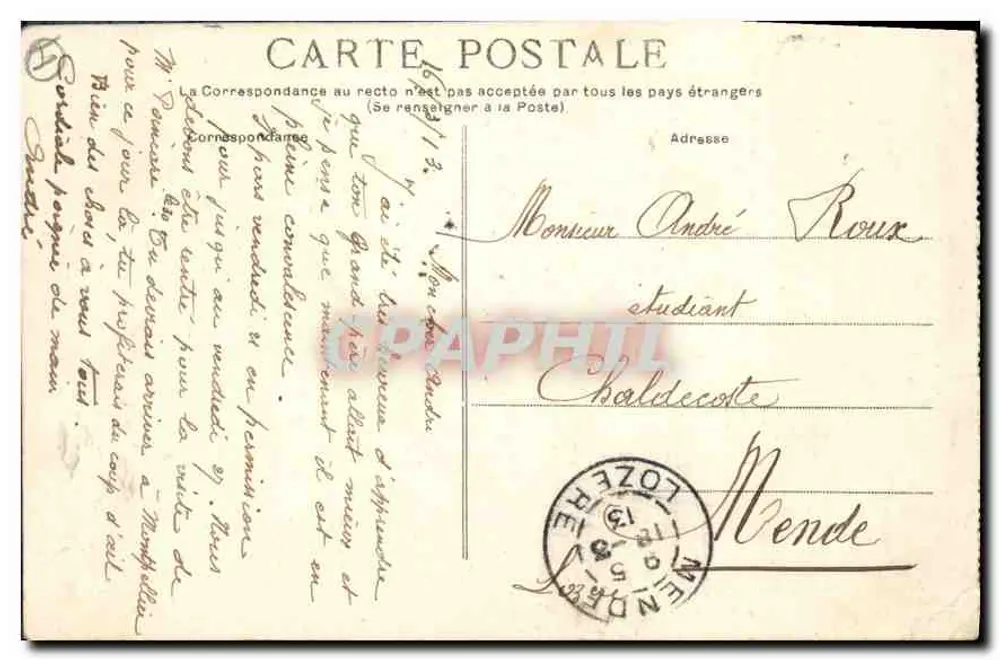 Montpellier — Arco do Triunfo — Lausaire, praça da Prefeitura - Verso