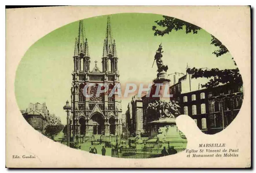 Marseille — Kirche Saint-Vincent-de-Paul und Denkmal der Mobiles — Edit. Gandini - Vorderseite